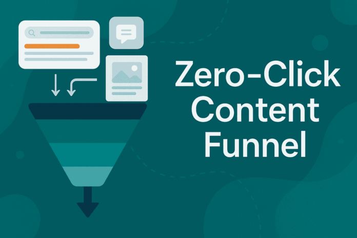 Zero click content funnel banner on green background
