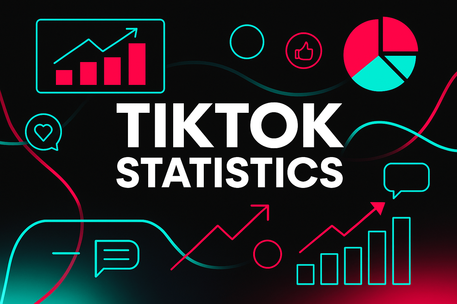 Dark red and blue banner with TikTok statistics